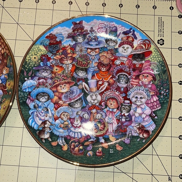 Vintage bull Bell Franklin mount cat plates - Picture 3 of 5